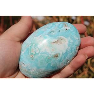 Blue Aragonite Palm Stone From Pakistan High Grade